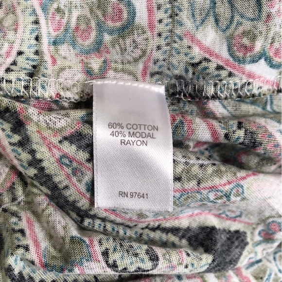 J Jill XL Green Pink Paisley Blouse Smocked In Back L/S - Picture 5 of 5